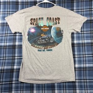 Harley Davidson Space Coast Palm Bay Florida Gray Graphic T-Shirt Mens Medium